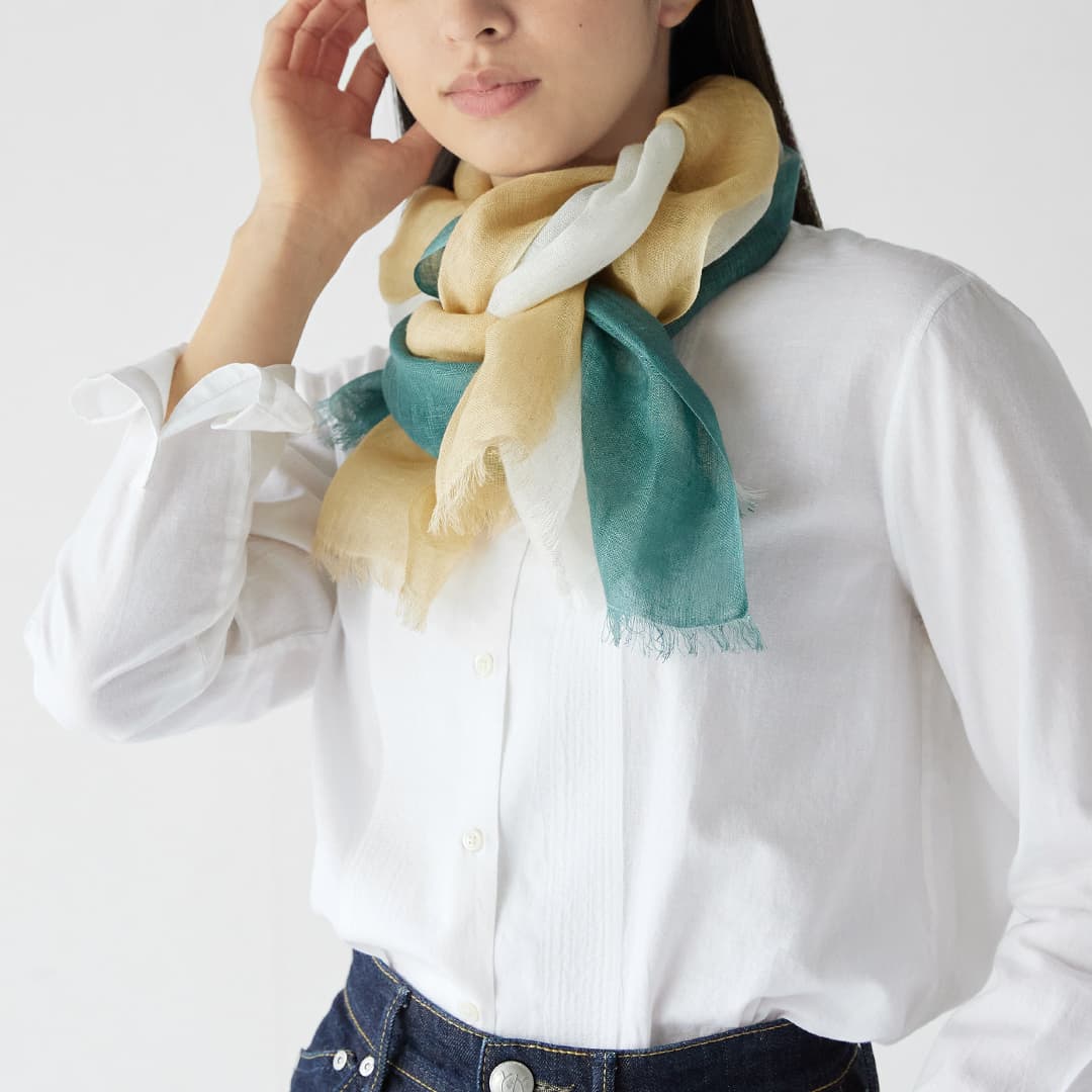 亞麻條紋圍巾